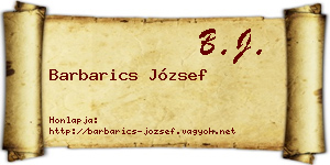 Barbarics József névjegykártya